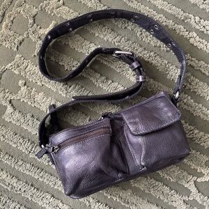 Free people wade leather sling crossbody purse bag black